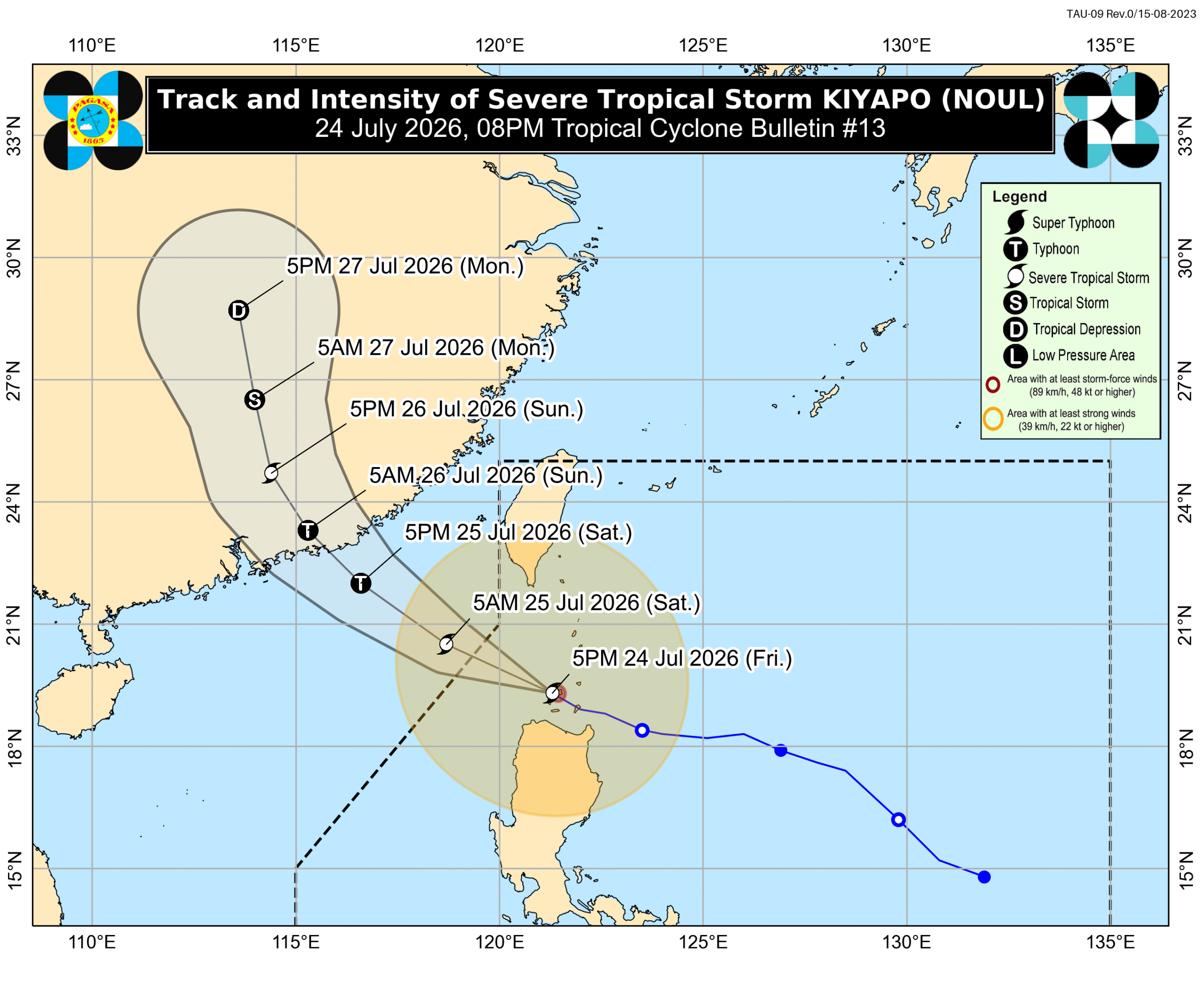 Signal No. 3 up as Kiyapo now a severe tropical storm