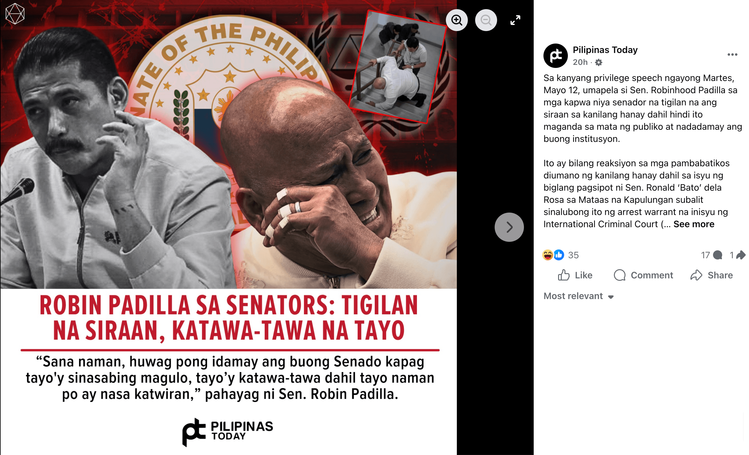 Pilipinas Today Facebook news card screenshot