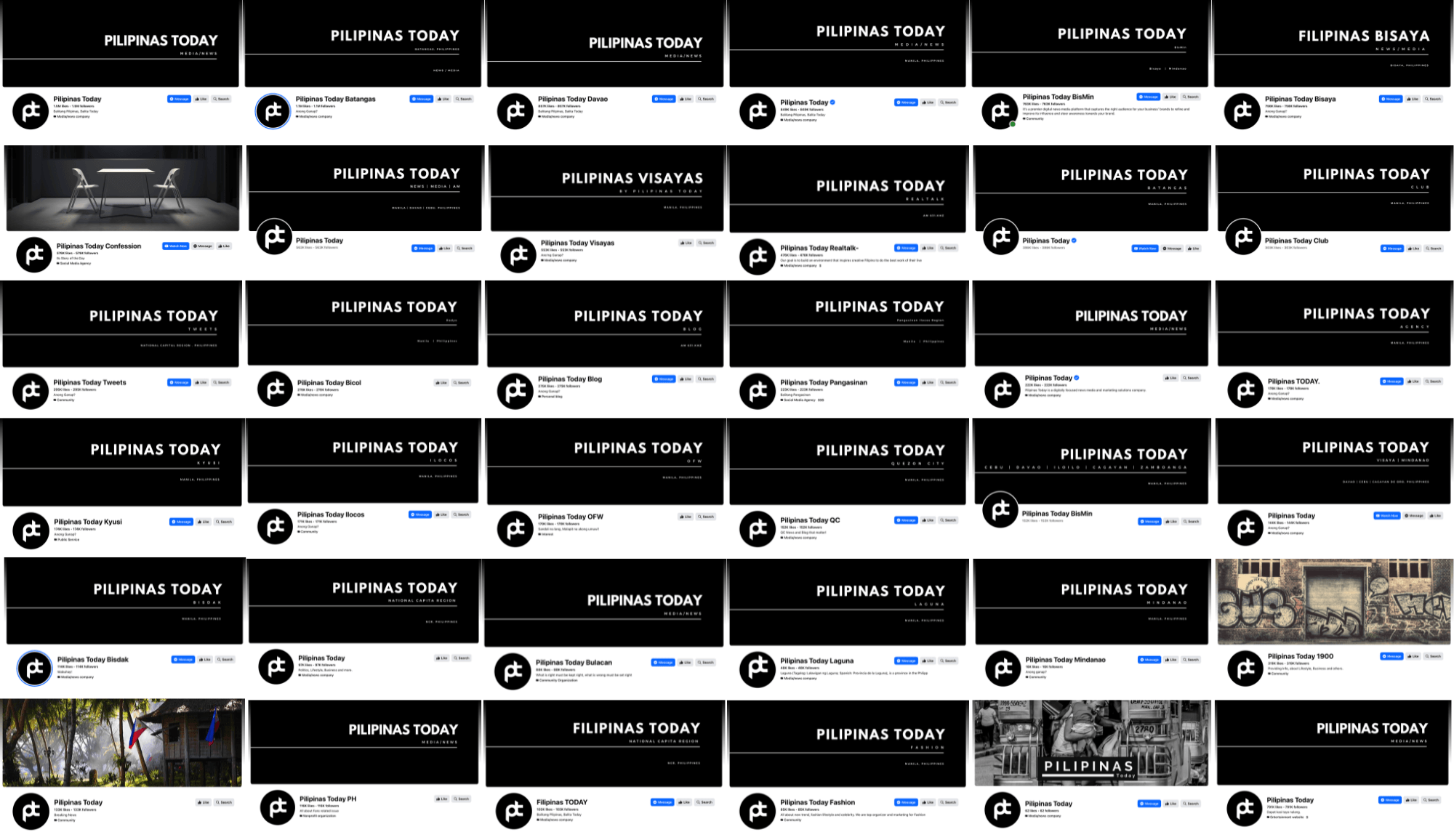 Pilipinas Today Facebook pages grid