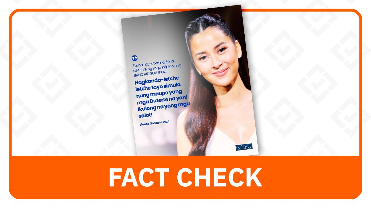 FACT CHECK: Bianca Gonzalez quote criticizing the Dutertes is fake