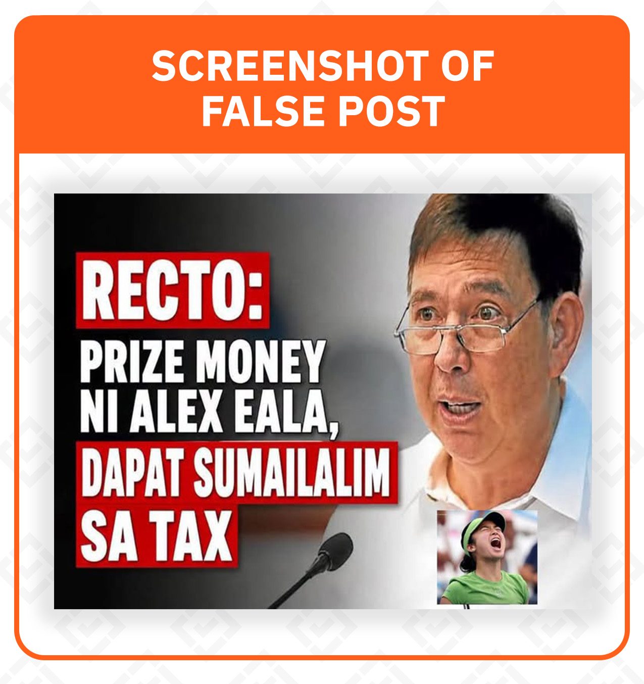 FACT CHECK: Ralph Recto quote on taxing Alex Eala's prize money is fake