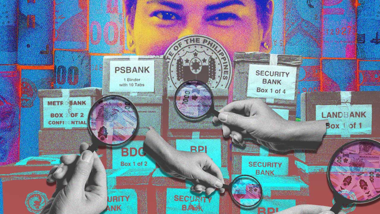 Sara Duterte, bank records, magnifying glasses, bank secrecy