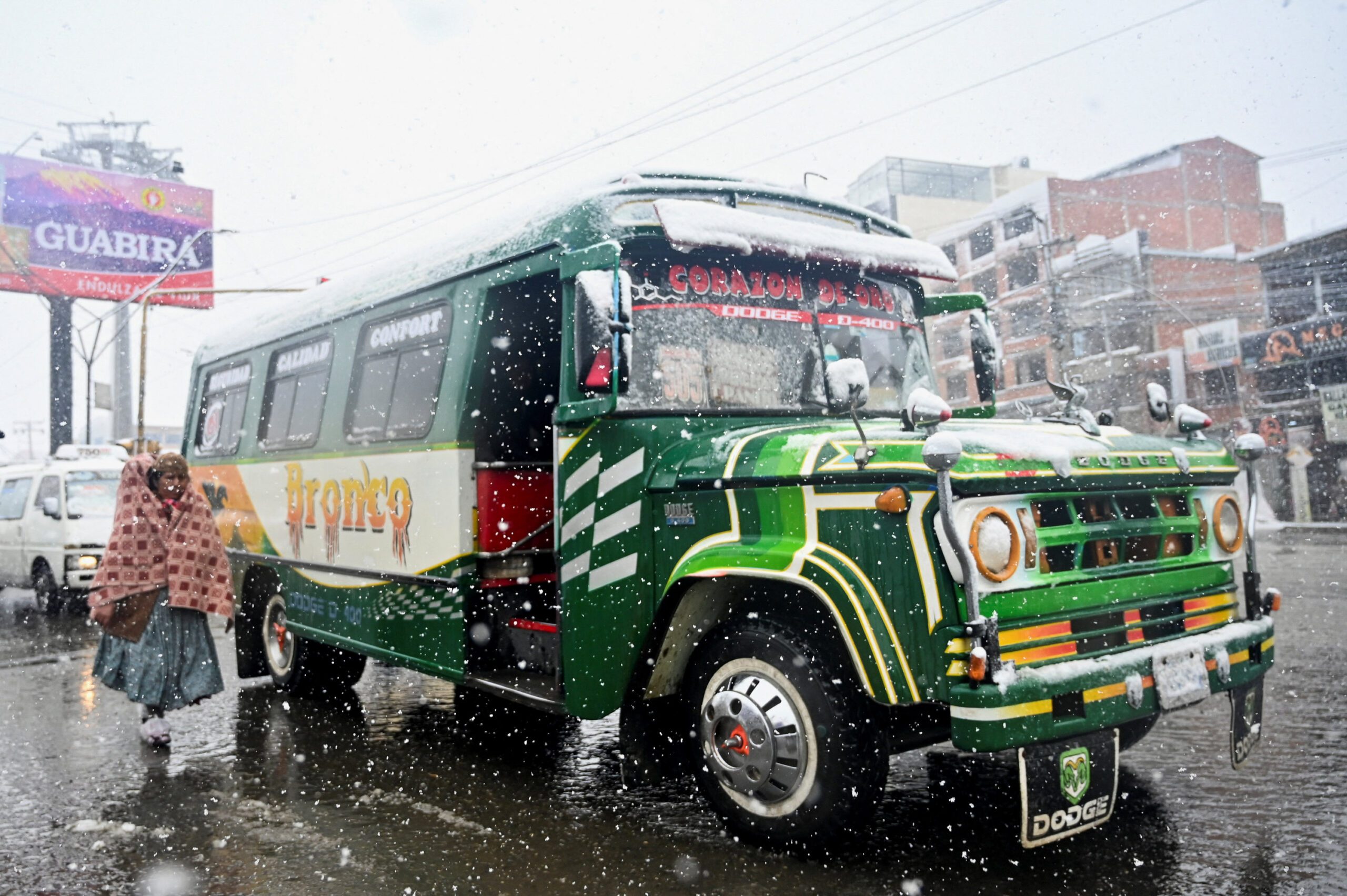Snow falls amid low temperatures in Bolivia, in El Alto