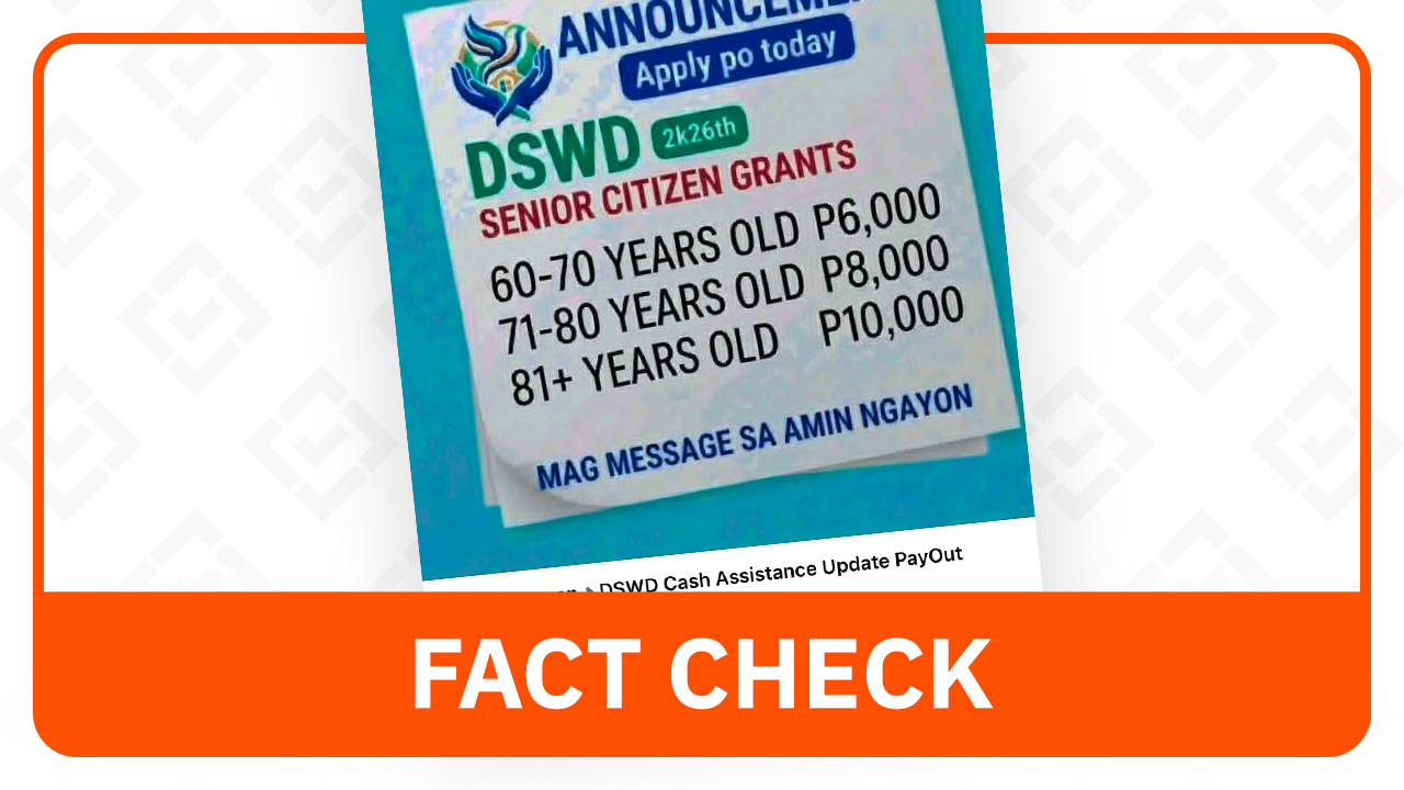 FACT CHECK: DSWD not offering cash aid to senior citizens through Facebook