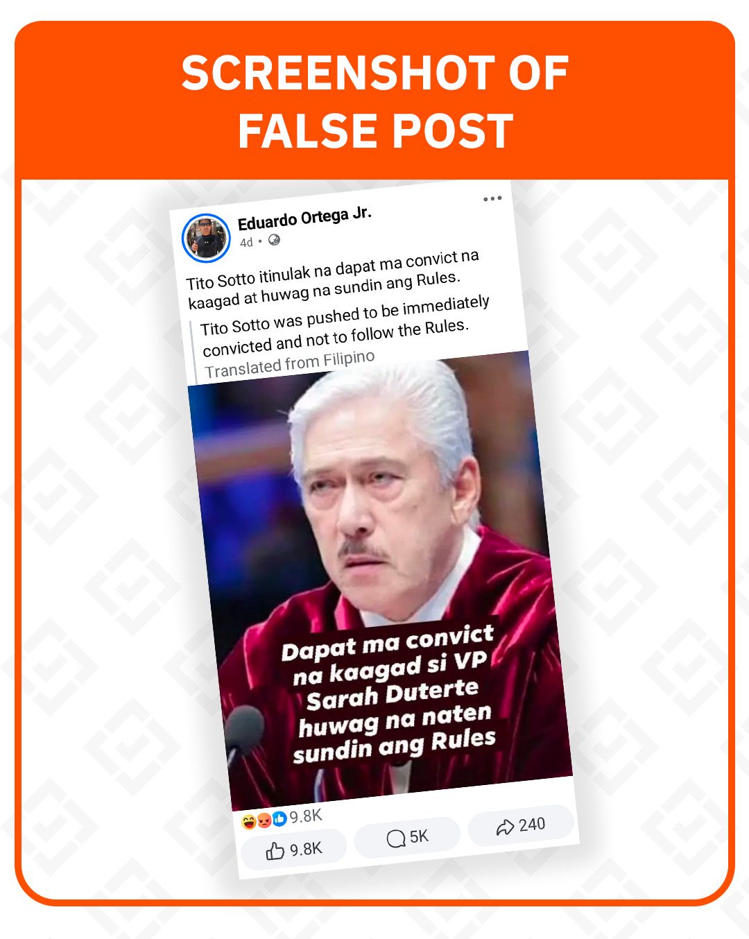 FACT CHECK: Sotto did not call for VP Sara's 'immediate' conviction without due process