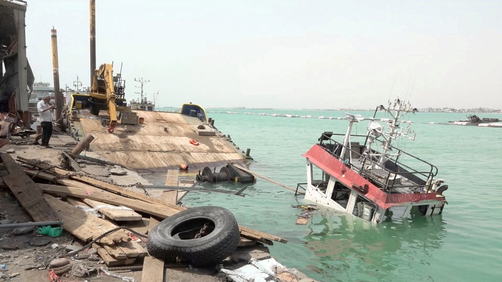 Aftermath of Houthi strikes on the Yemeni port of Mocha