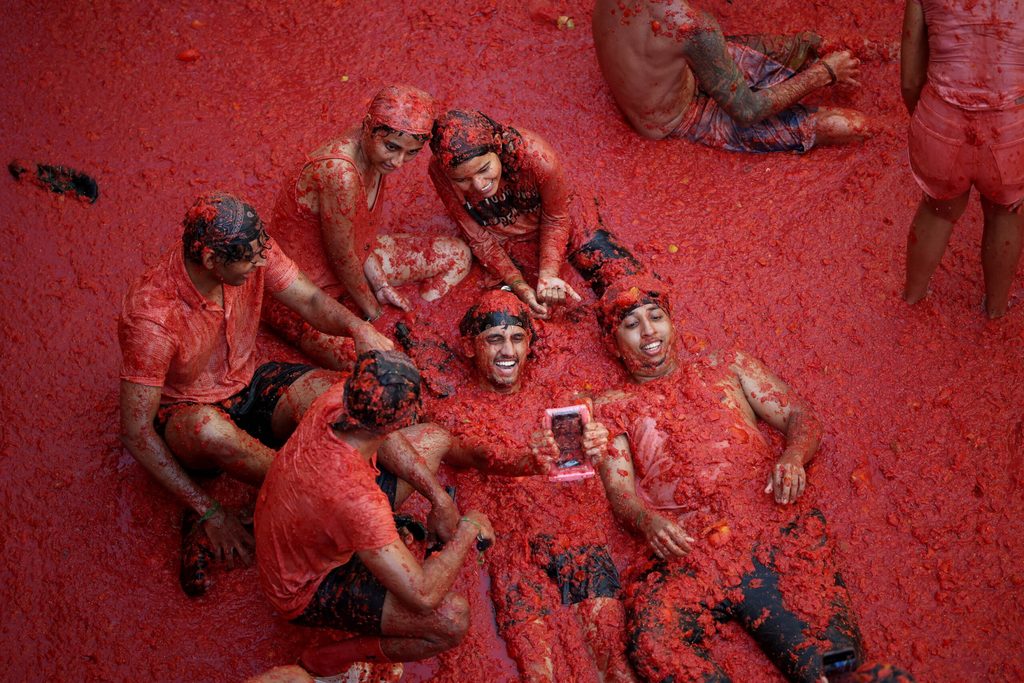 The annual "La Tomatina" food fight festival, in Bunol
