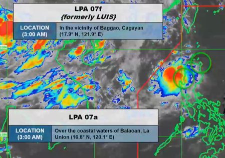 Luis weakens into LPA as another LPA forms; southwest monsoon also causing rain