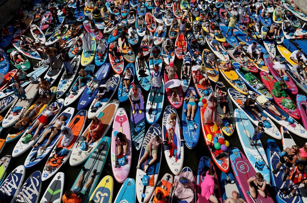 Stand-up paddleboarding festival in Moscow