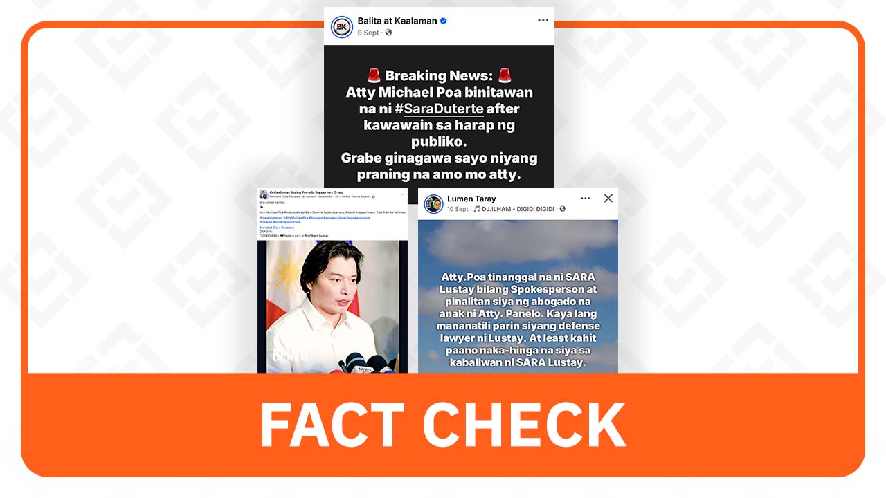 FACT CHECK: Poa remains VP Sara’s counsel, defense spokesperson in impeachment trial