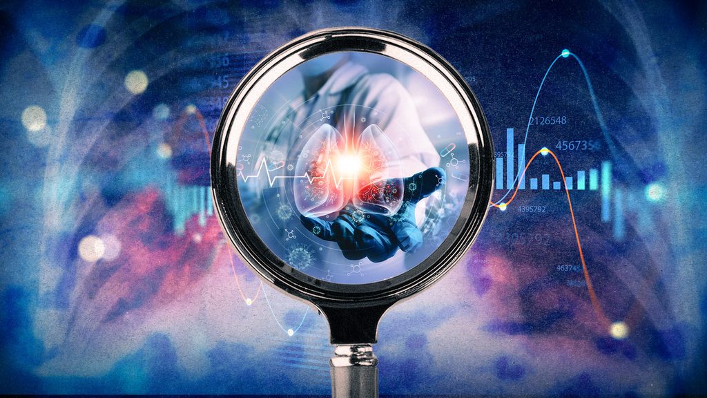 Adult, Male, Man, magnifying glass, disease, illness, graphic