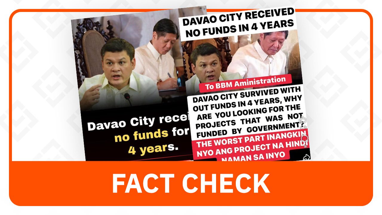 FACT CHECK: Davao City received funds from nat’l government under Marcos admin