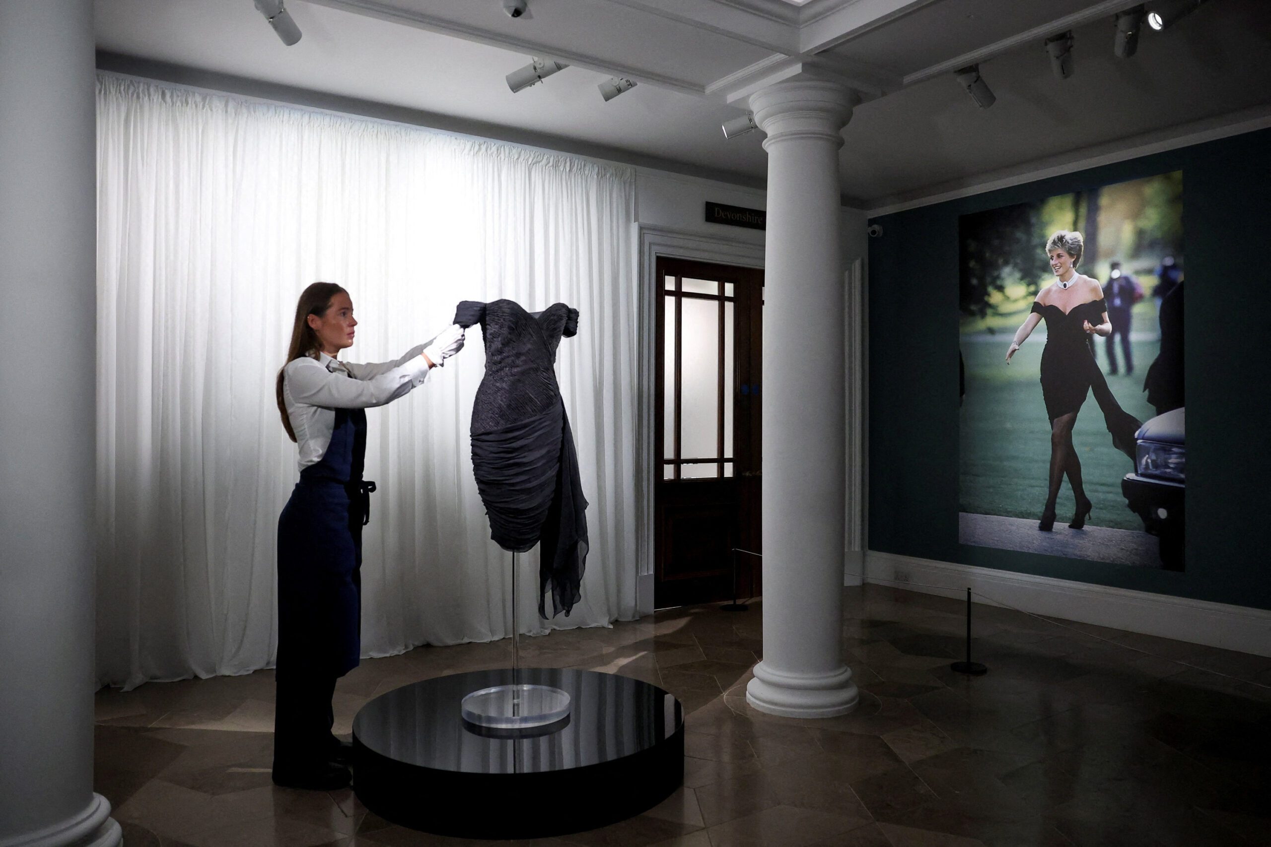 Princess Diana's 'revenge dress' displayed publicly for the first time in 30 years, in London