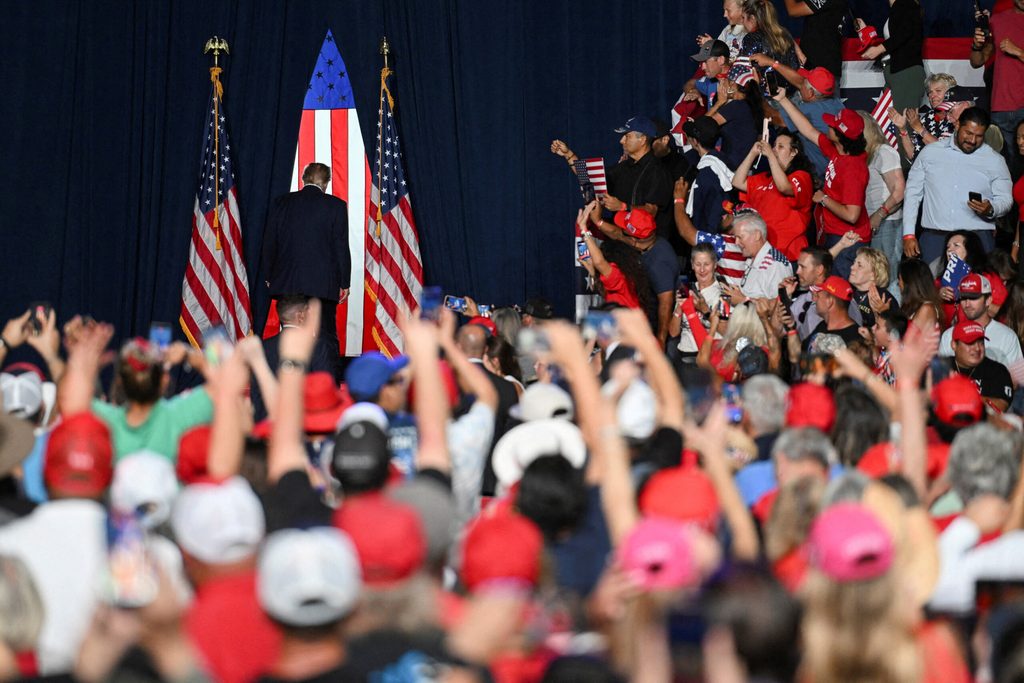 US President Donald Trump holds a rally in San Antonio