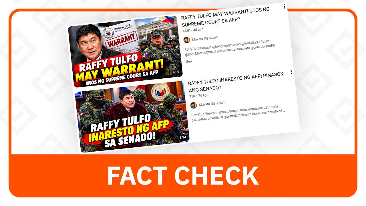 FACT CHECK: Raffy Tulfo not arrested