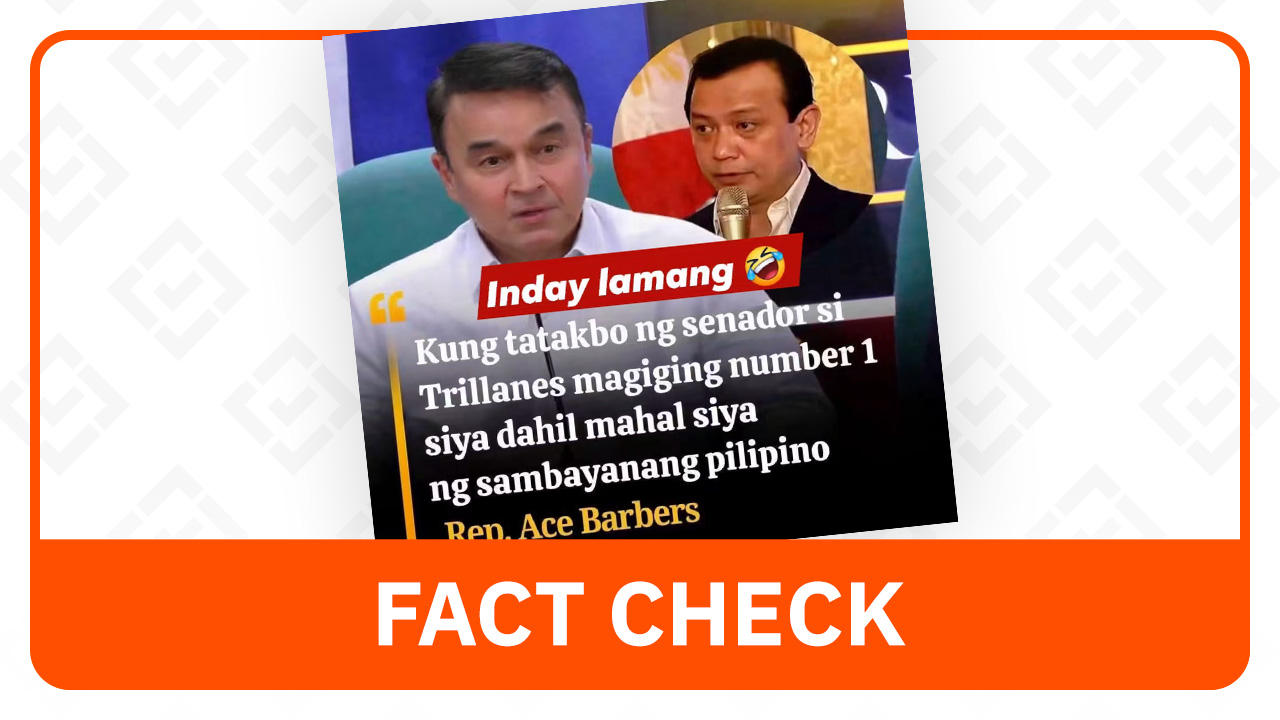 FACT CHECK: Ace Barbers did not say Trillanes would top senatorial race