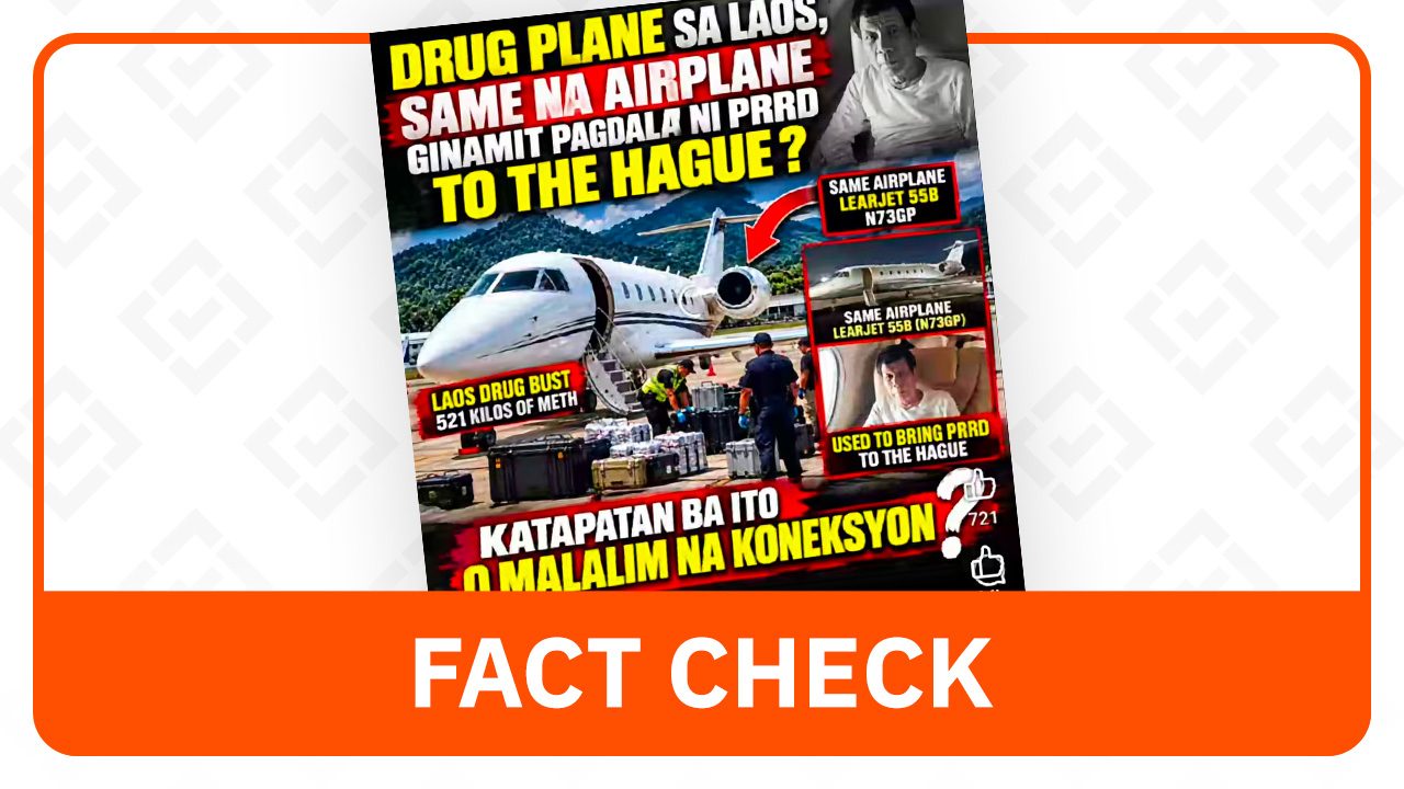 FACT CHECK: Plane with drugs not same aircraft used to fly Duterte to The Hague