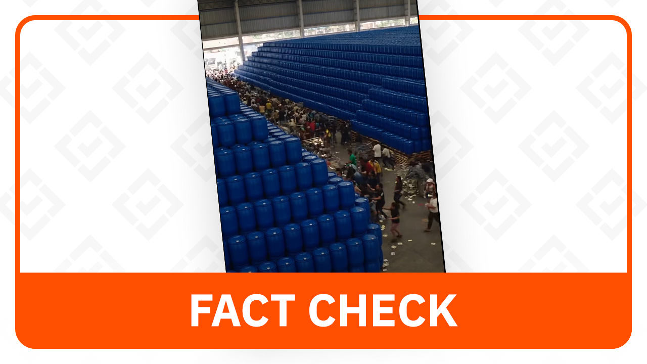 FACT CHECK: Video of people panic-buying water drums for Super El Niño is AI-generated