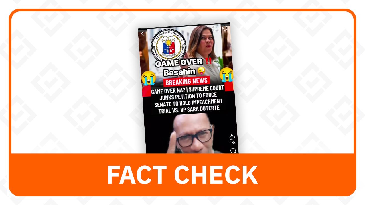 FACT CHECK: No new SC decision stopping VP Sara’s impeachment trial