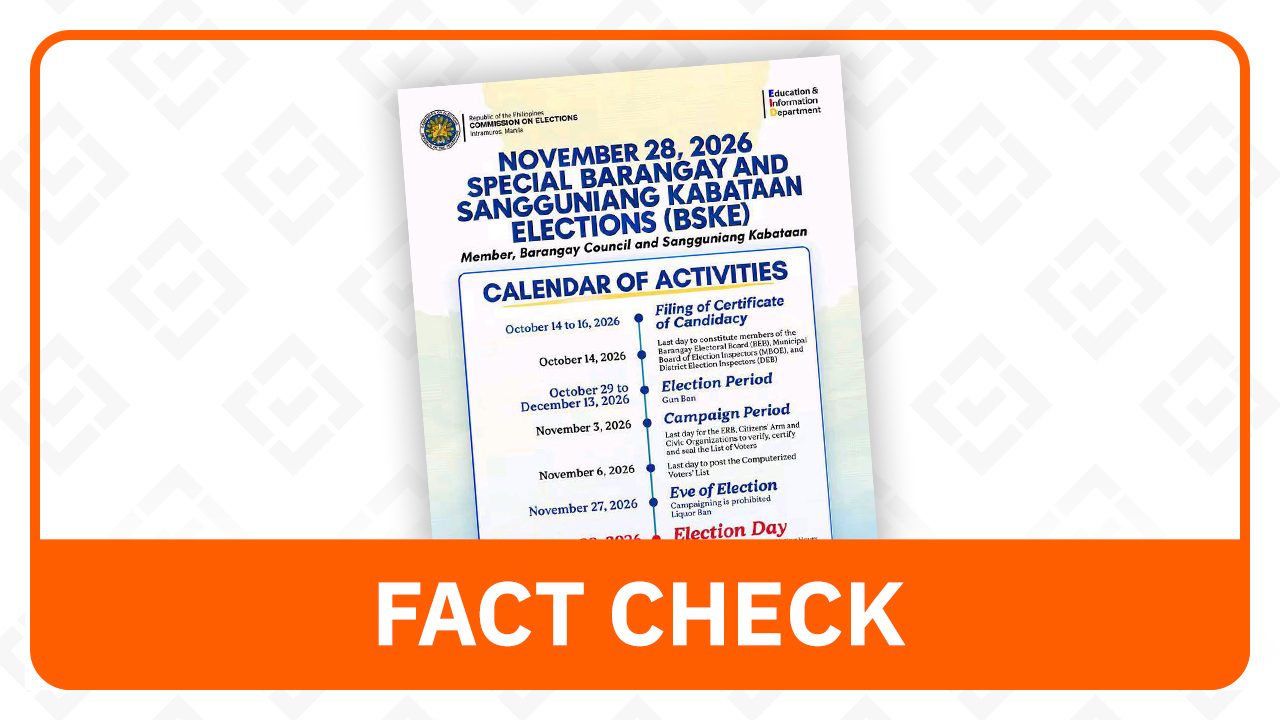 FACT CHECK: No special barangay, SK elections on November 28, 2026