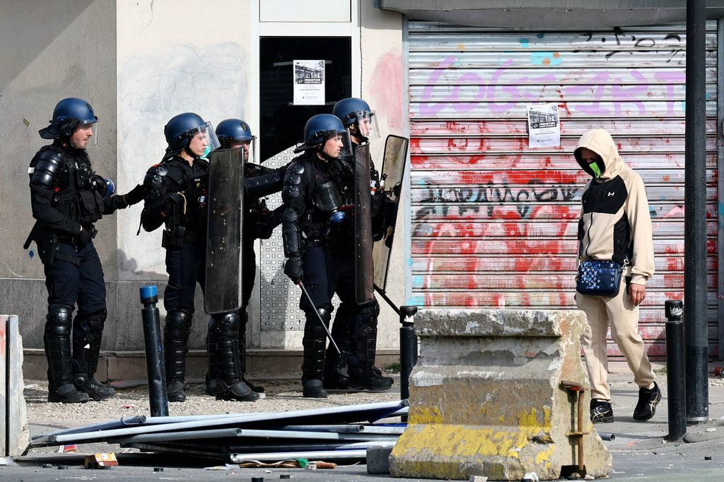 French high school students protest in France