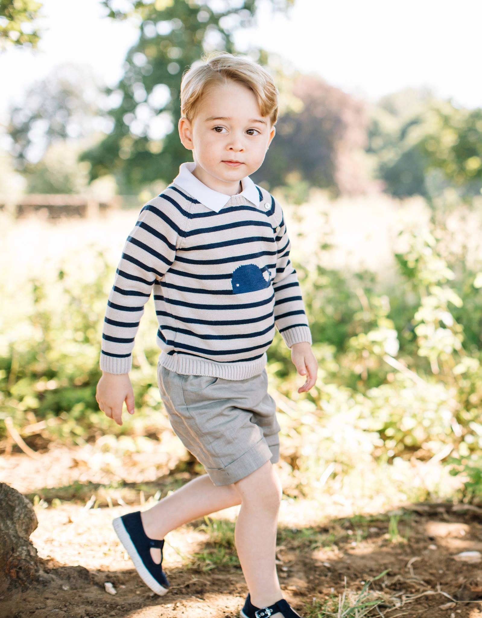 Tampannya Pangeran George dengan sweater garis-garis! Foto oleh Facebook The Royal Family/Matt Porteous  
