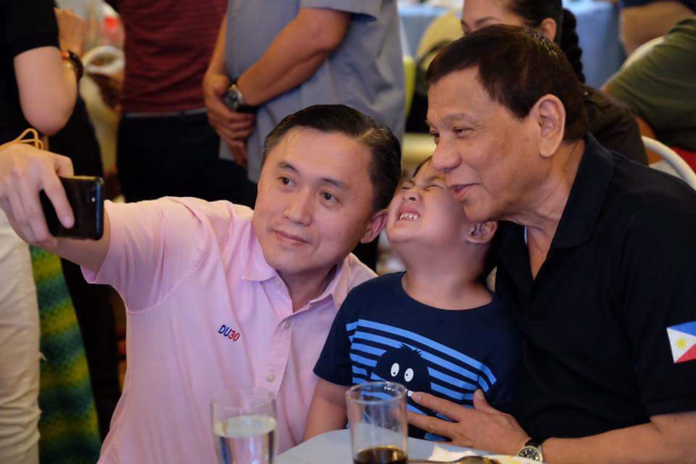 ANOTHER SELFIE. President Rodrigo Duterte and Secretary Bong Go at the 1st birthday party of presidential grandson Stonefish. Photo by SAP Bong Go 