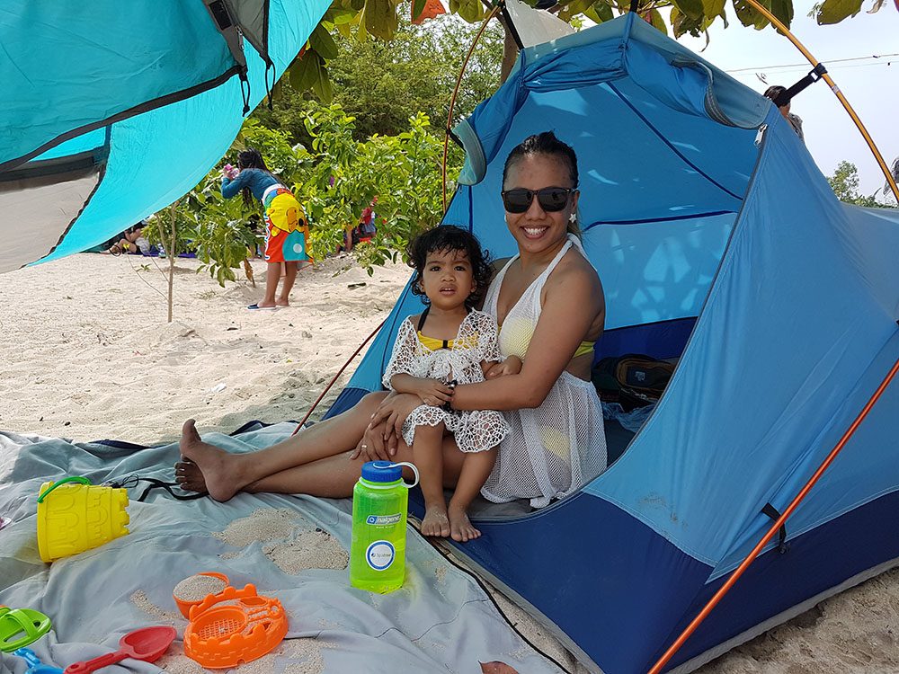 SLEEP ACCORDING TO CHILD’S COMFORT. Penaverde-Ilarde loves going on outdoor adventures and camping with her child, Skye. Photo courtesy of Missy Penaverde-Ilarde 