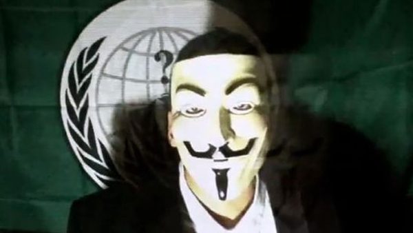 A SCREEN GRAB FROM an interview with a member of the hackers group, Anonymous, posted on YouTube (youcefdar)