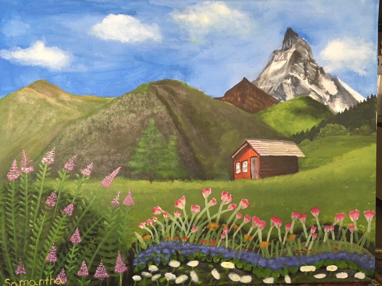 LANDSCAPE. 19-year-old artist with autism Samantha Kaspar likes painting idyllic landscapes. Photo courtesy of Rachel Harrison 