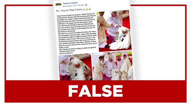 FALSE: ‘Photo’ of ‘second fall in a month’ by Pope Francis