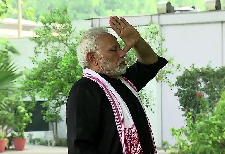 Indian prime minister trots and treads in fitness video