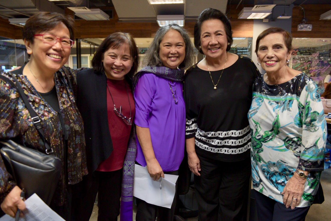 ADVOCATES. Author Marilen Dañguilan (leftmost) poses with guests at the launch of 'The RH Bill Story: Contentions and Compromises.' Photo by Leanne Jazul/Rappler  