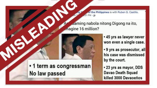 MISLEADING: Duterte did not pass any law when he was congressman