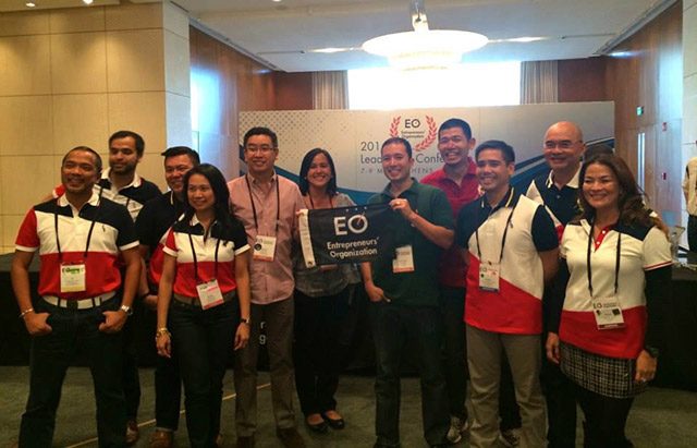 ACTIVE MEMBER. Bubu Andres (center, holding the banner) attending the EO Global Leadership Conference in Athens, Greece, as MyEO Global Task Team Chair. 