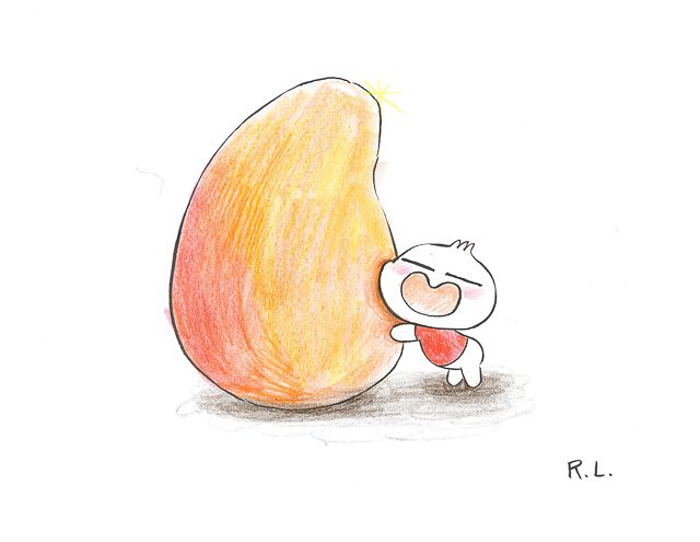 BAO LOVES MANGO. The little dumpling in Pixar's 'Bao' hugs a ripe Philippine mango in an exclusive sketch by production designer Rona Liu for the Philippines. Photo courtesy of Disney-Pixar  