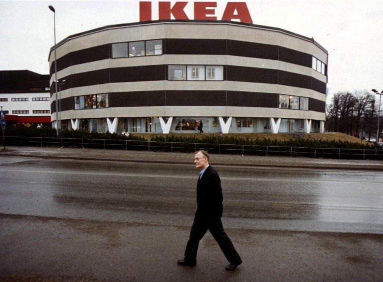 GLOBAL SUCCESS. Ikea founder Ingvar Kamprad in front of the first Ikea store in Stockholm, Sweden on February 14, 1989. File photo by Lars Nyberg/AFP 