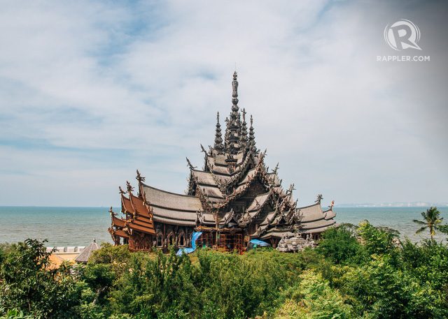 SANCTUARY OF TRUTH. This gigantic, all-wood structure by the sea is a top tourist destination in Pattaya. It’s not exactly a temple dedicated to one faith – Lonely Planet calls it “a visionary environment: part art installation, religious shrine and cultural monument.” It has been under construction since 1981, thus construction rigs and scaffolding are visible. 