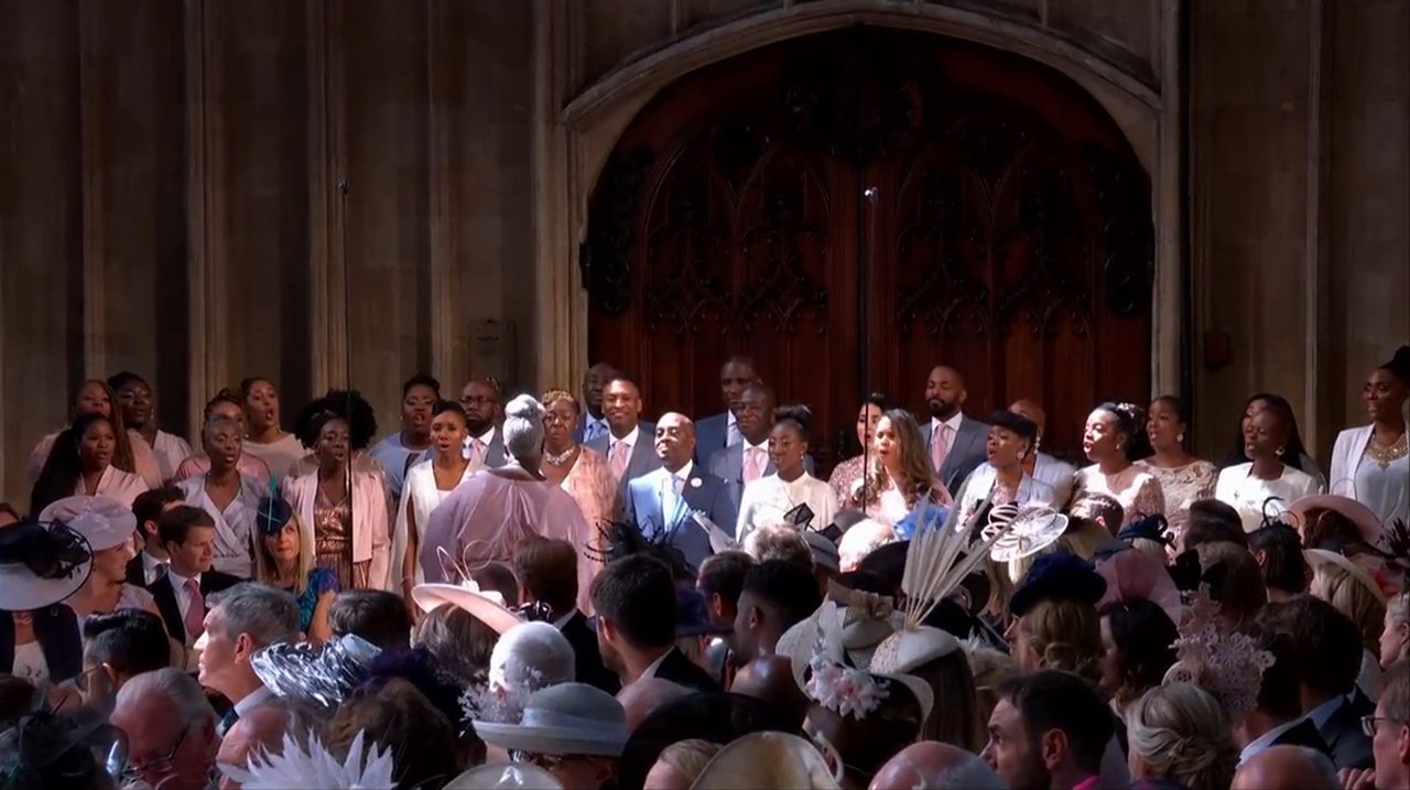CHOIR. A choir sings at the wedding ceremony. Screenshot from The Royal Family's YouTube channel 