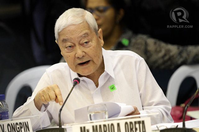 'COMPLETELY NONSENSE.' Alphaland chairman Roberto Ongpin says allegations that his company's deal with the BSP was used to secure campaign funds for Binay were 'total nonsense.' Photo by Mark Cristino/Rappler 