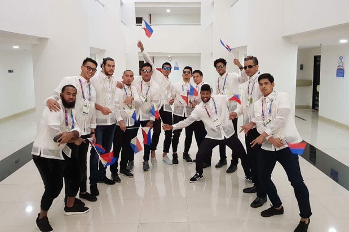 ALL SET. The Philippine men's basketball squad in barong Tagalog prepare to join the national team in the athletes' parade for the opening of the 2018 Asian Games. Photo courtesy of Ryan Gregorio   