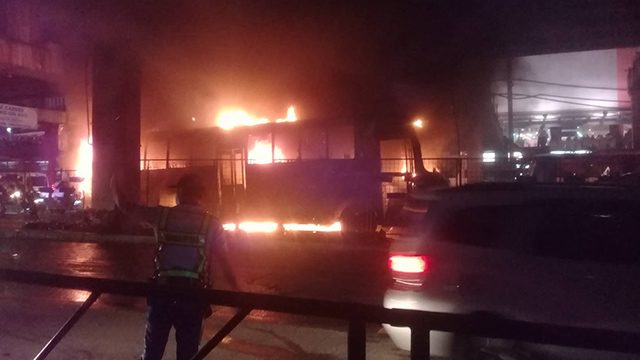 Bus catches fire along EDSA