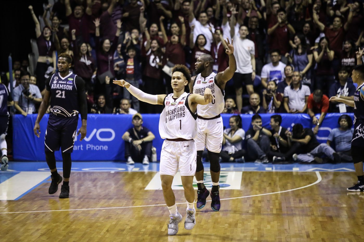 INCREDIBLE. Juan Gomez de Liaño and Bright Akhuetie again play key roles in the UP Fighting Maroons' unlikely run to the UAAP Finals. Photo by Josh Albelda/Rappler   