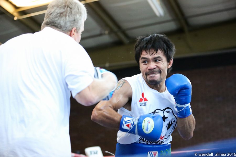WATCH: Pacquiao flashes explosive punches before Bradley fight