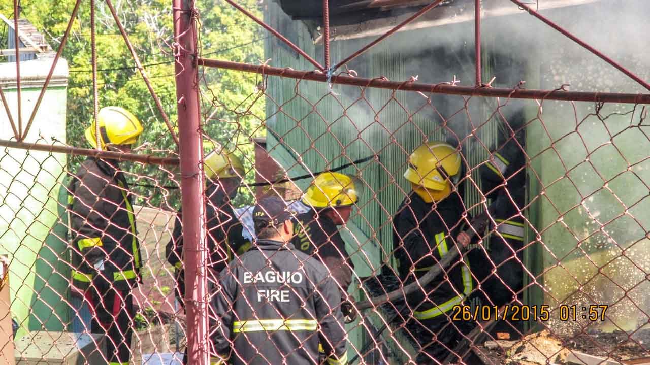 P40-M DAMAGE. Firefighters from Itogon, Baguio, and La Trinidad in Benguet are able to contain the fire at Bethesda orphanage after almost 5 hours. Photo by Rafael C Valencia 