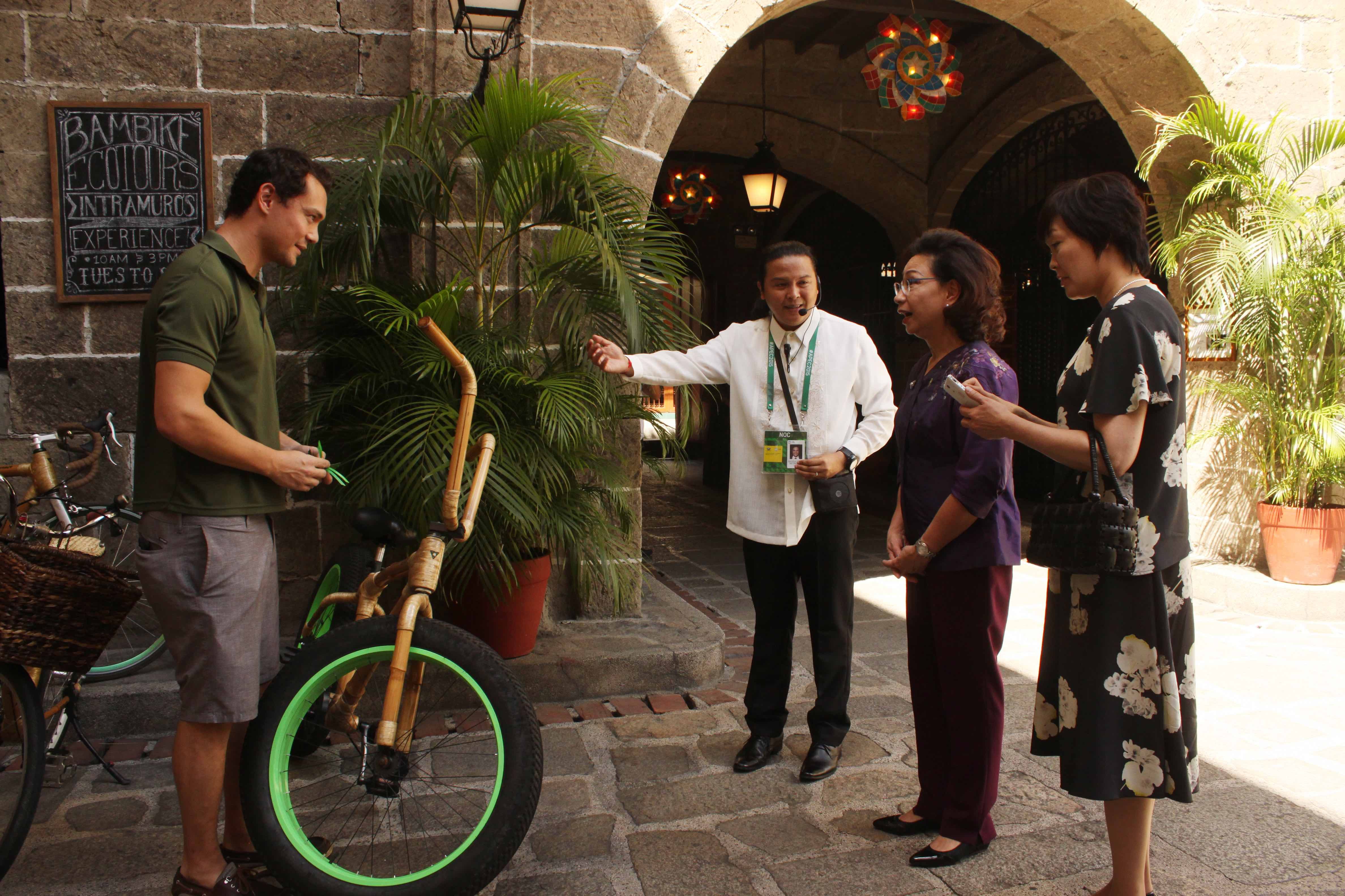 BAMBIKE. One of the attractions in Intramuros is the Bambike Ecotours, where guests can ride through the streets of the walled city on handmade bamboo bikes.