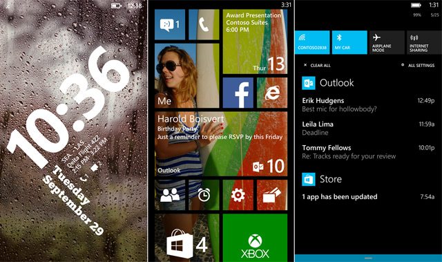 SEGERA HADIR.  Layar beranda khusus, latar belakang layar mulai, dan Pusat Aksi adalah fitur-fitur baru dalam pembaruan Windows Phone 8.1 mendatang.