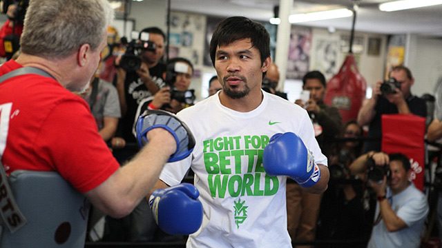 WATCH: Pacquiao hits punch mitts on fight week