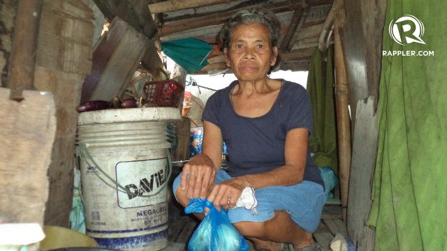 TINY HOME. Ka Dolor lives in a tiny home with her husband Ka Paeng. She first lost her house to Typhoon Pedring in 2011. This year, her house is yet again threatened, this time by a reclamation project.