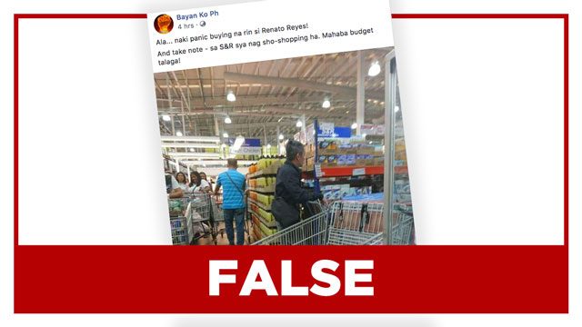 FALSE: Photo of Renato Reyes ‘panic buying’ at S&R
